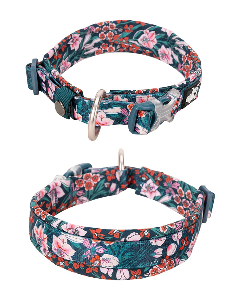 Blommigt och Vadderat Hundhalsband – Stilrent, Slitstarkt och Bekvämt