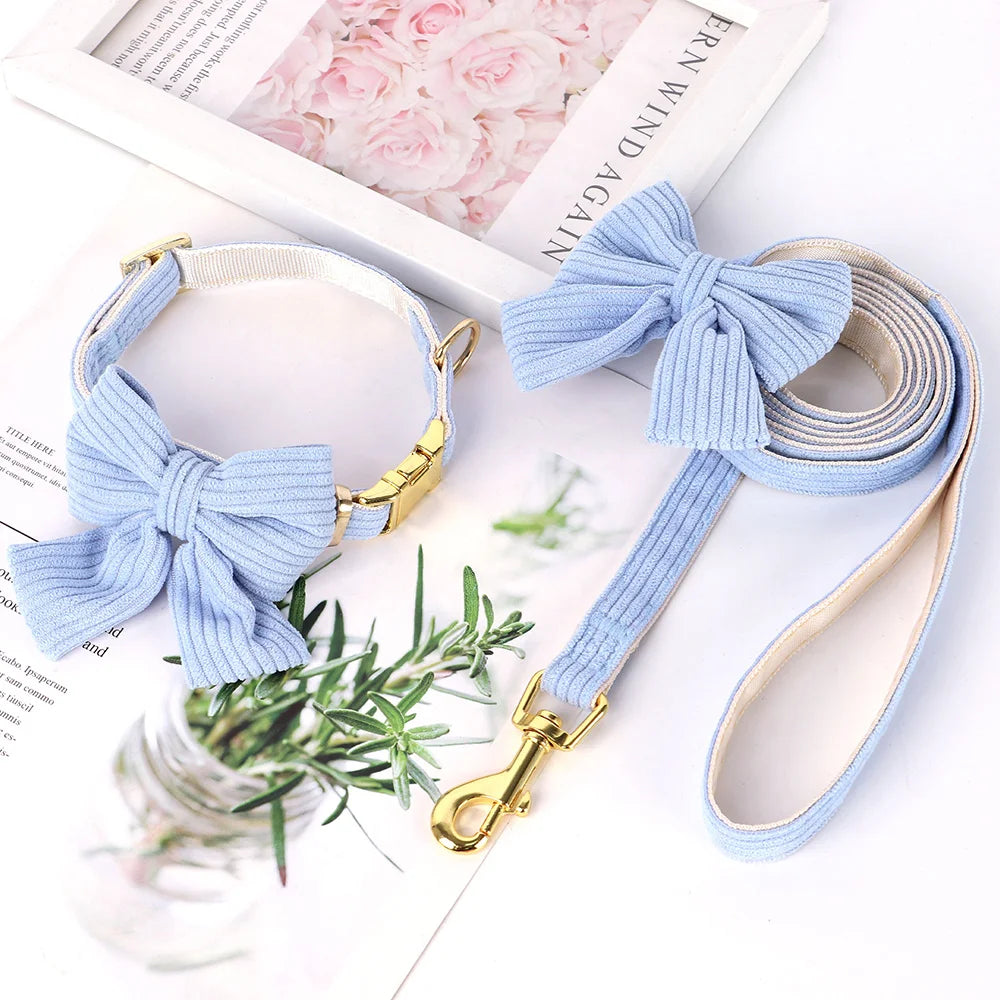 Sött Halsband och Koppelset i Sammet för Små till Medelstora Hundar