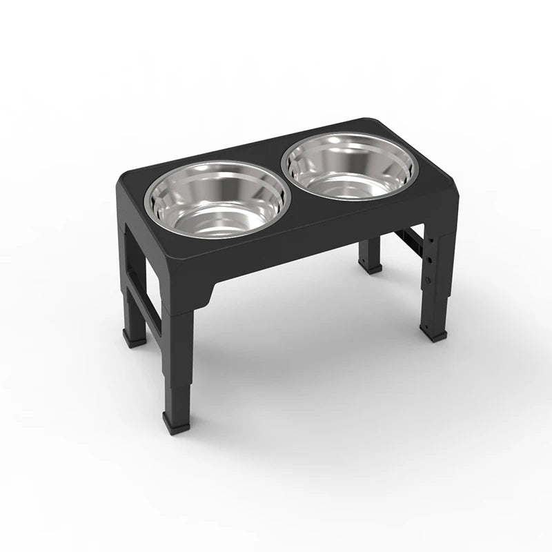 Upphöjt Matbord för Hund - Justerbar Höjd med Dubbla Rostfria Skålar