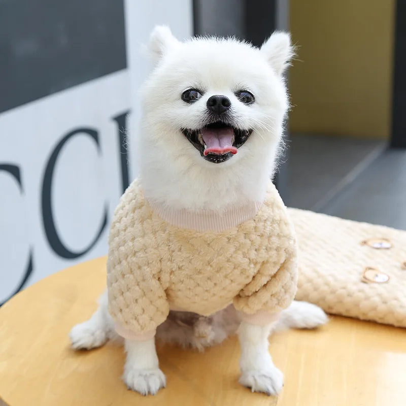 Mjuk Vintertröja i Korallfleece – Varm Pullover för Små Hundar och Katte