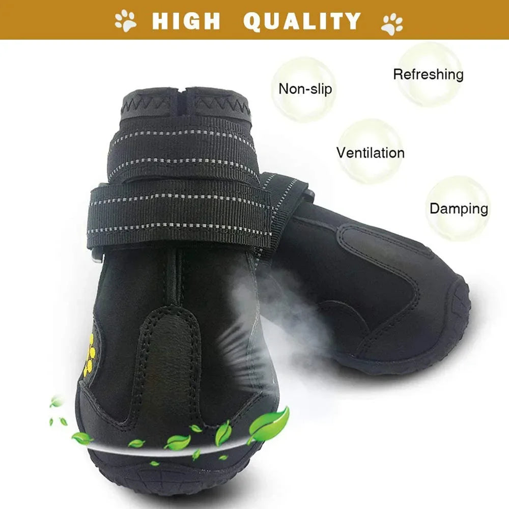 Vattentäta Hundskor – Halksäkra Gummiskor med Reflex - Skydd för Tassar i Snö & Värme – 4-pack