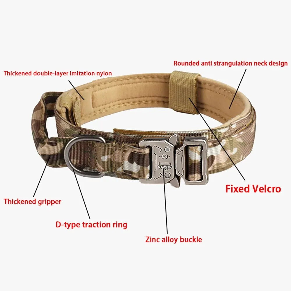 Taktiskt Hundhalsband i Slitstarkt Nylon – Justerbart med Metallspänne för Träning & Aktivitet