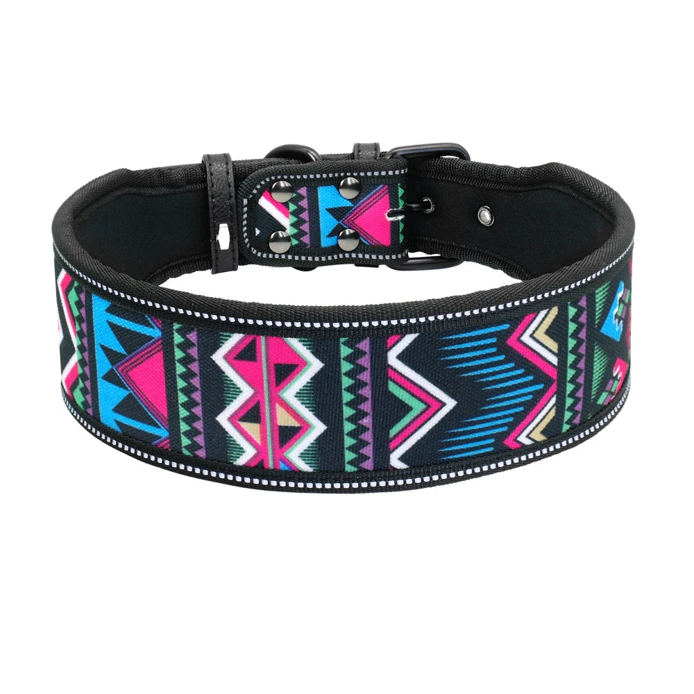 Reflekterande och Mönstrat Nylonhalsband för Medelstora och Stora Hundar