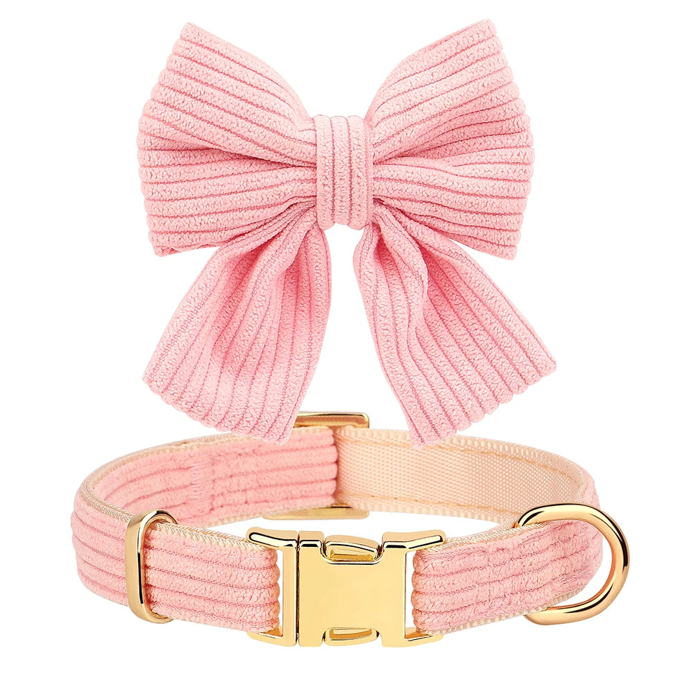 Sött Halsband och Koppelset i Sammet för Små till Medelstora Hundar