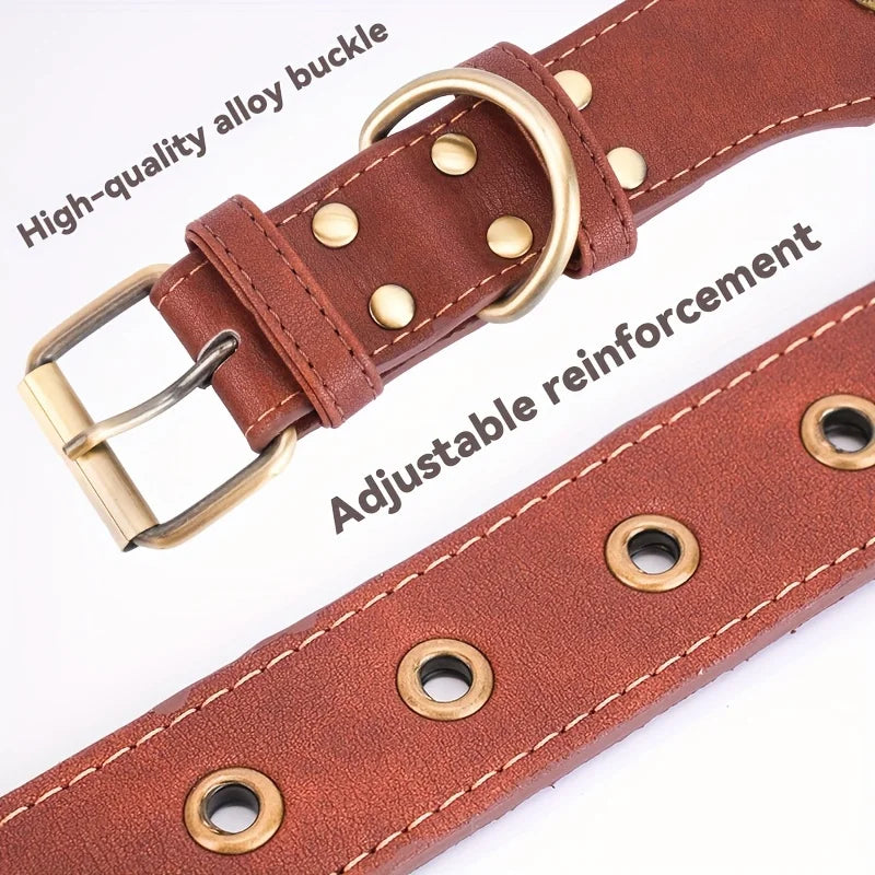 Lyxigt Handgjort Hundhalsband i PU-läder – Robust, Mjukt och Justerbart