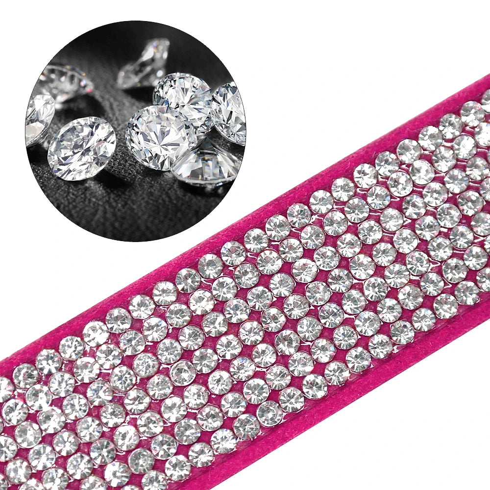 Glittrigt Halsband med Strass och Rosett för Små Hundar och Katter