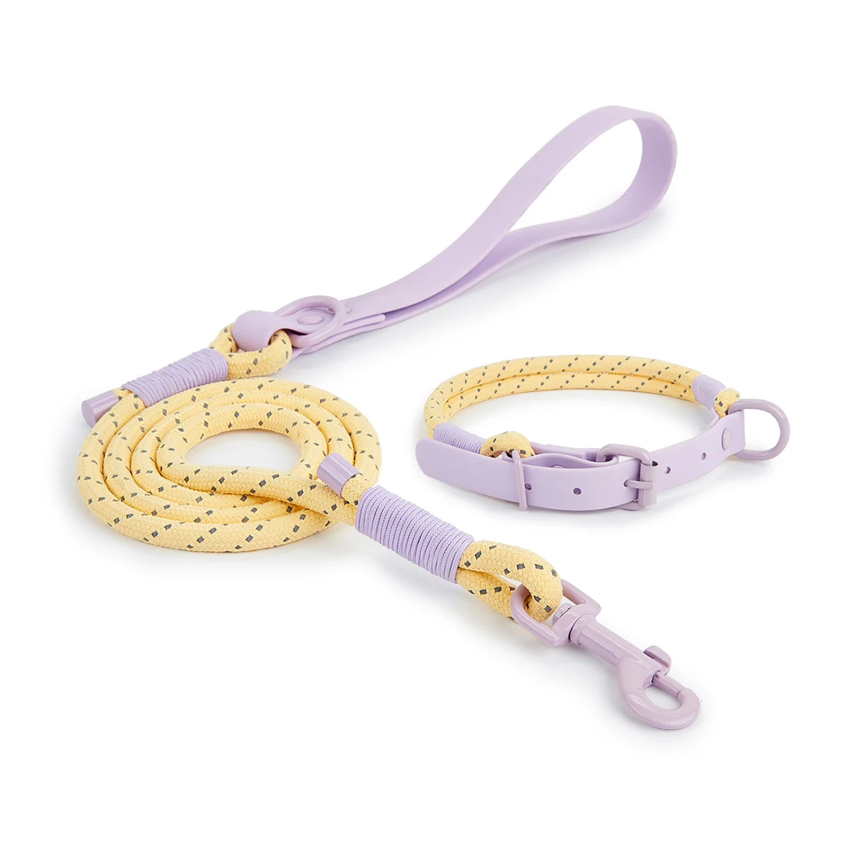 Populärt Justerbart Halsbands- och Koppelset i Reflekterande Nylon – Hundpromenad i Somrig Design
