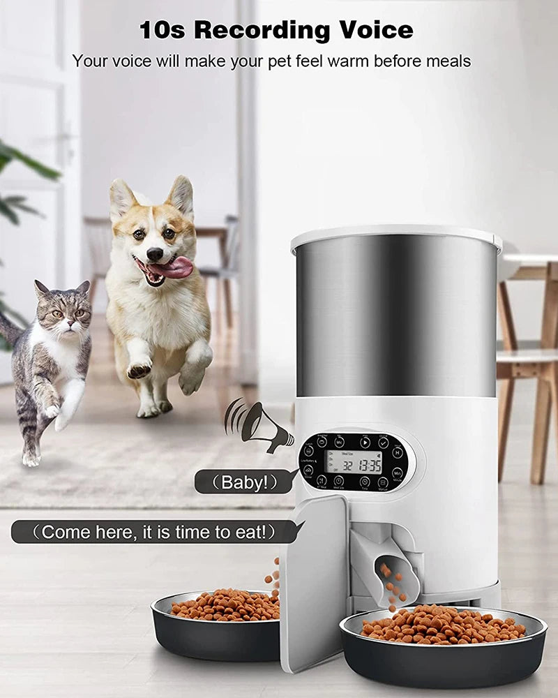 Appstyrd Automatisk Foderautomat för Katt & Hund – 4 Måltider/Dag, Röstinspelning & Sensorstyrd Matning