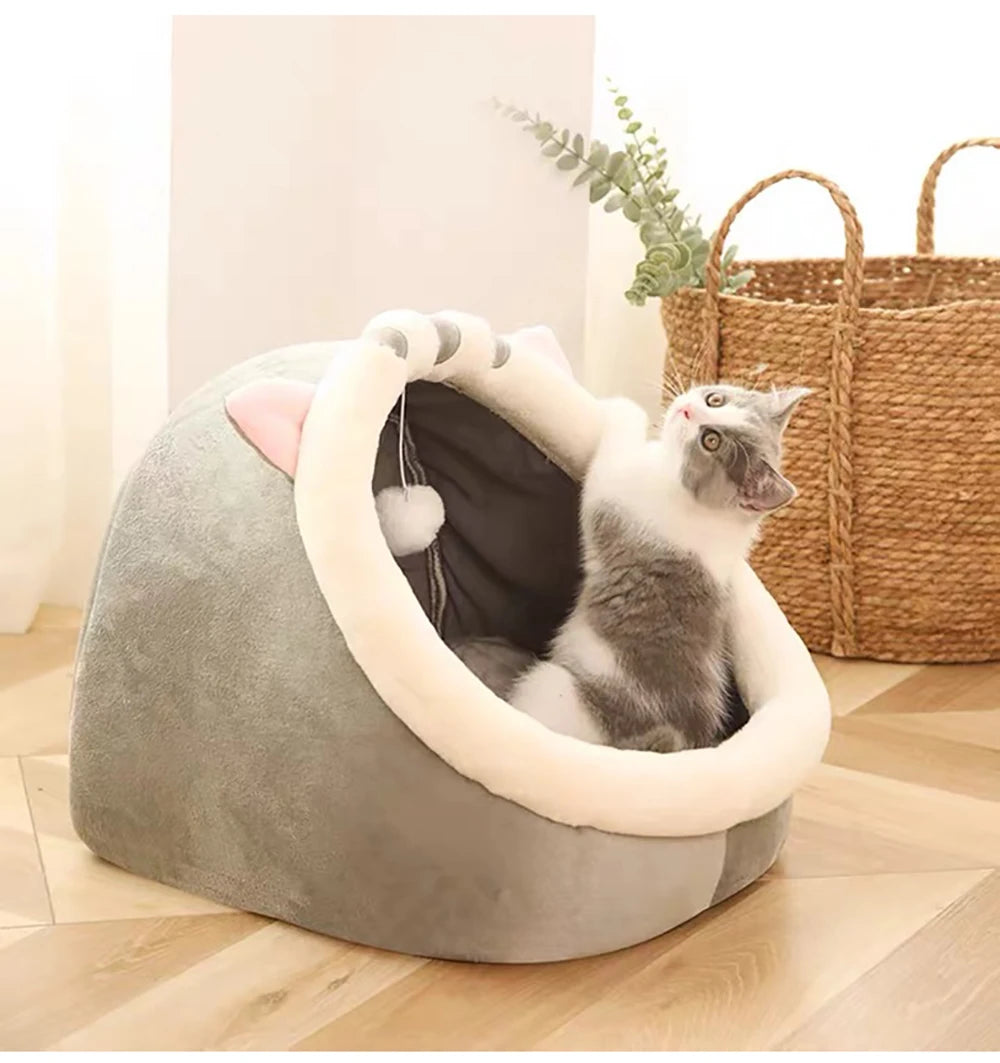 Mjuk och Trygg Kattsäng med Söt Design – Perfekt Sovplats för Din Katt eller Liten Hund