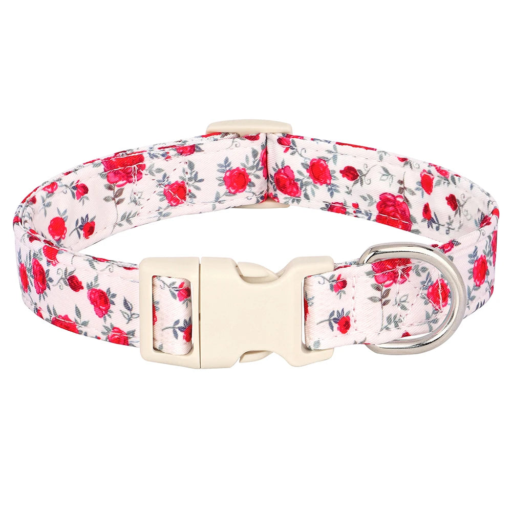 Justerbart Nylonhalsband för Hund – Söt Design med Blommor