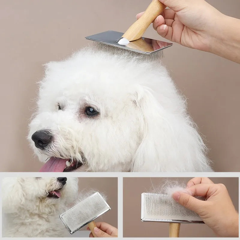 Lyxig Träborste för Hund & Katt – Toveredskap & Massage i Elegant Design