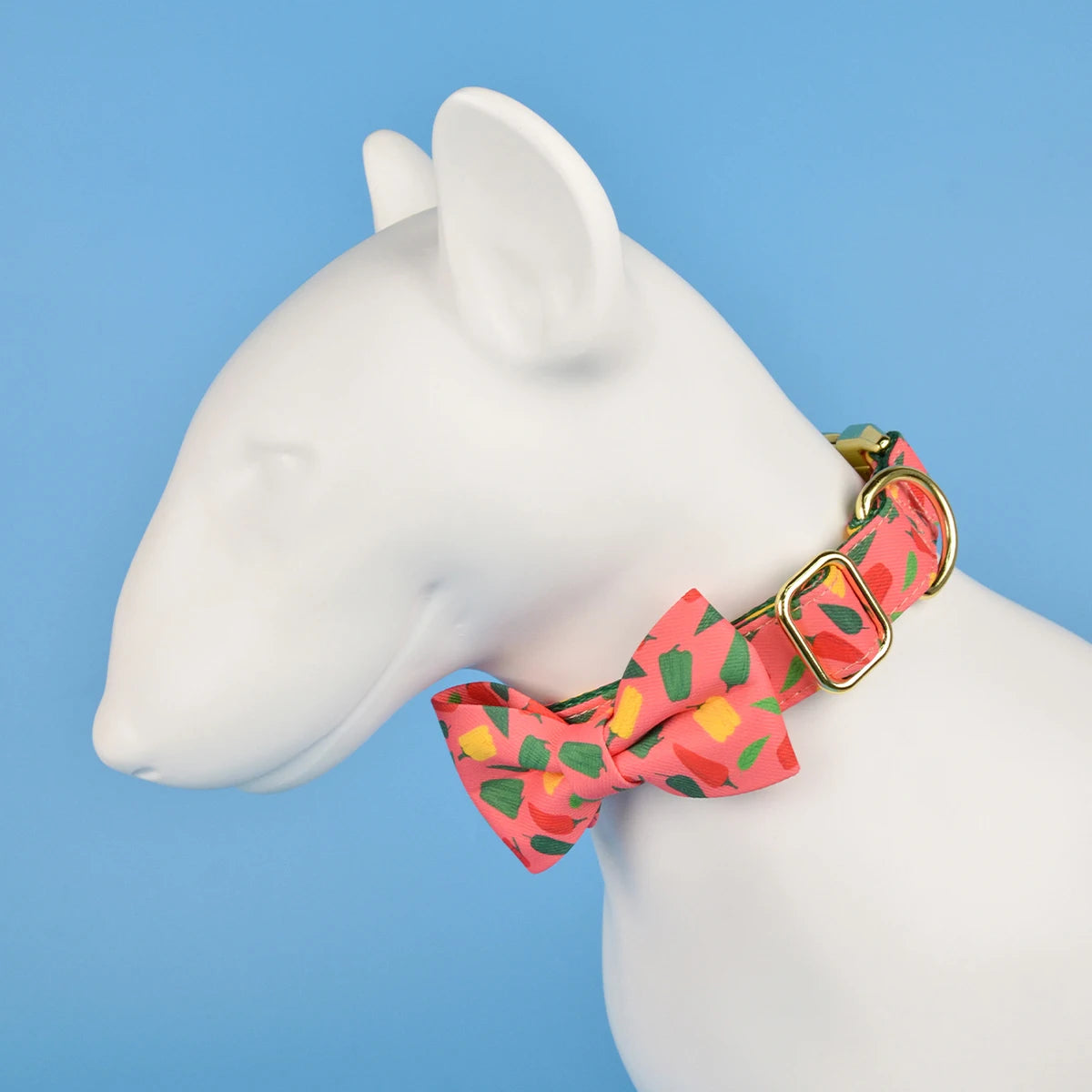 Snyggt och Justerbart Hundhalsband med Rosett – Tryckt Dubbel Design