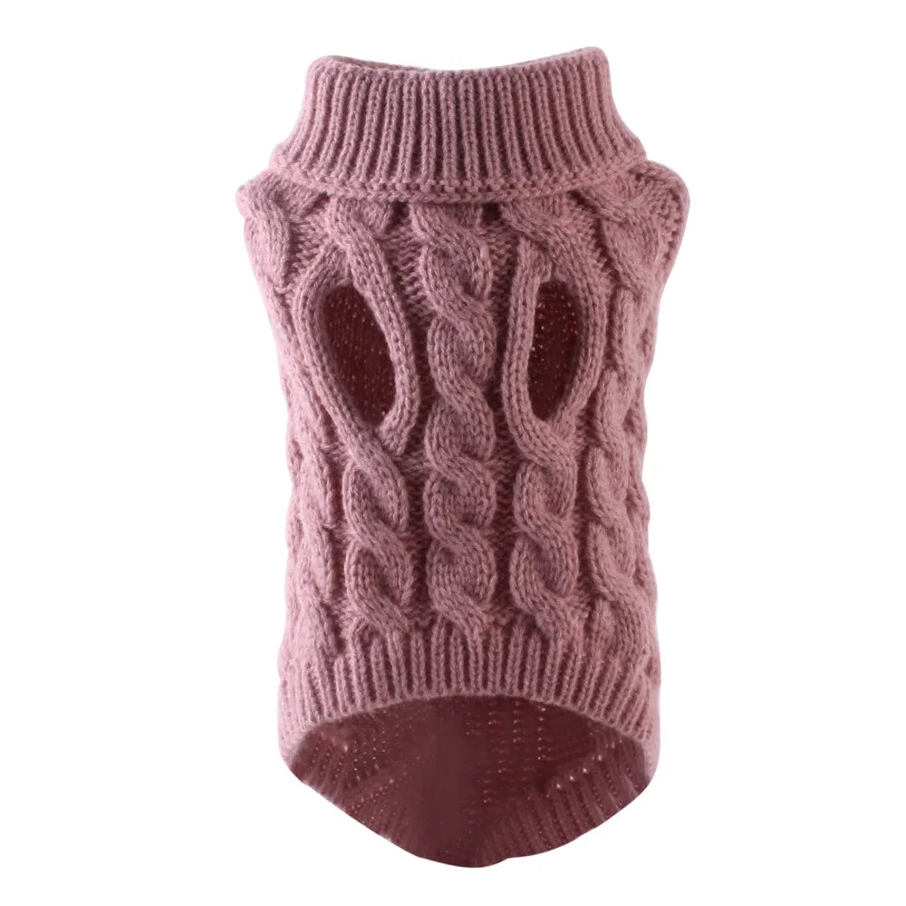 Stickad Vintertröja för Hund & Katt – Mjuk Pullover med Polokrage för Kalla Dagar