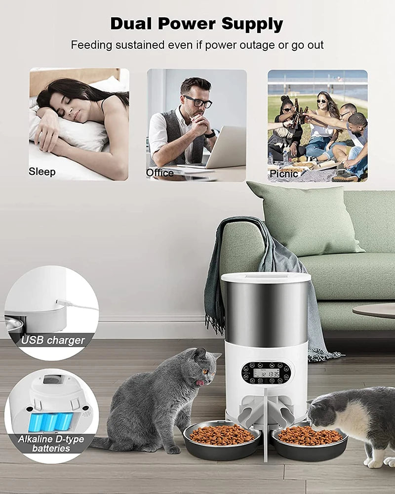 Appstyrd Automatisk Foderautomat för Katt & Hund – 4 Måltider/Dag, Röstinspelning & Sensorstyrd Matning