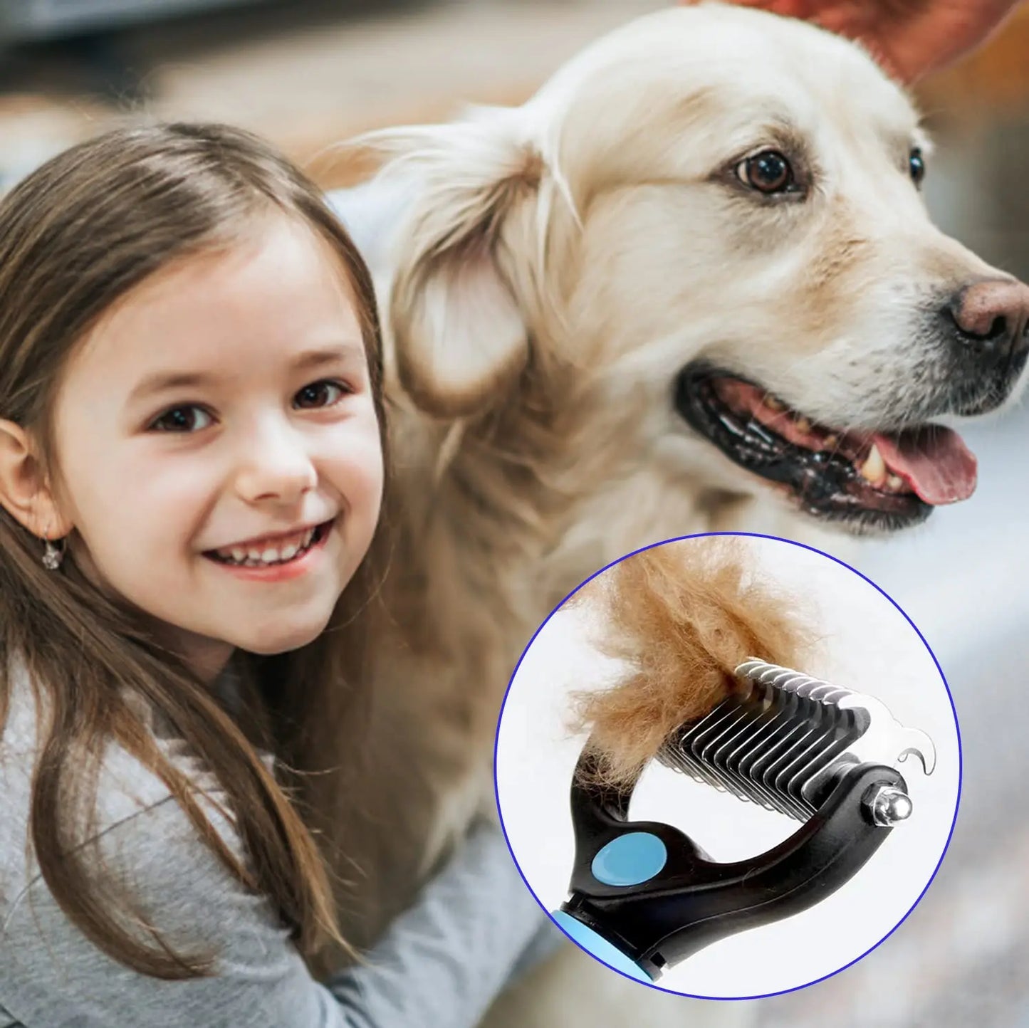 Deshedding Borste för Hund & Katt – Rakhyvel & Tovutredare i Ett Verktyg