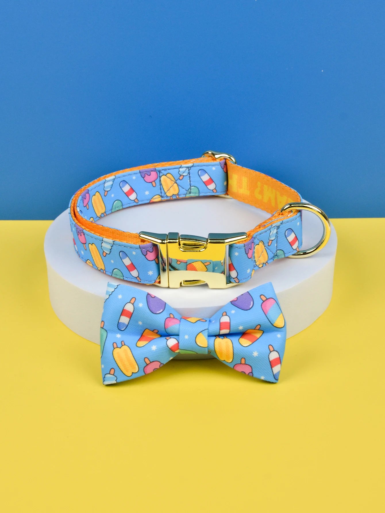 Snyggt och Justerbart Hundhalsband med Rosett – Tryckt Dubbel Design