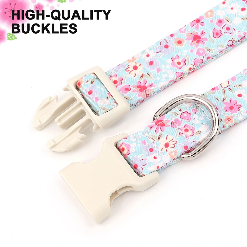 Justerbart Nylonhalsband för Hund – Söt Design med Blommor