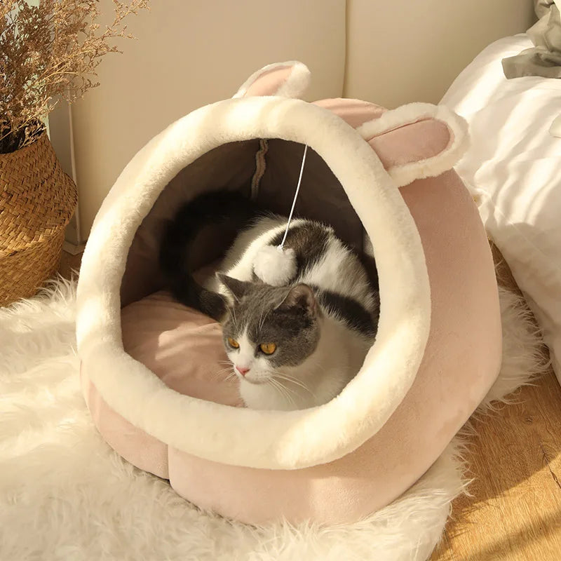 Mjuk och Trygg Kattsäng med Söt Design – Perfekt Sovplats för Din Katt eller Liten Hund
