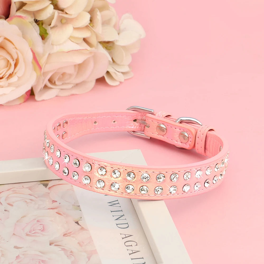 Stilrent Halsband med Glittrande Kristaller för Små Hundar och Katter