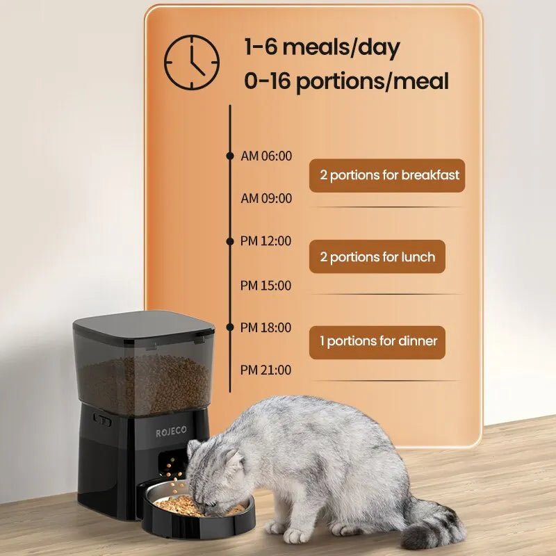 Schemalagd Automatisk Foderautomat med LCD-display – Torrfoderdispenser för Katt & Hund