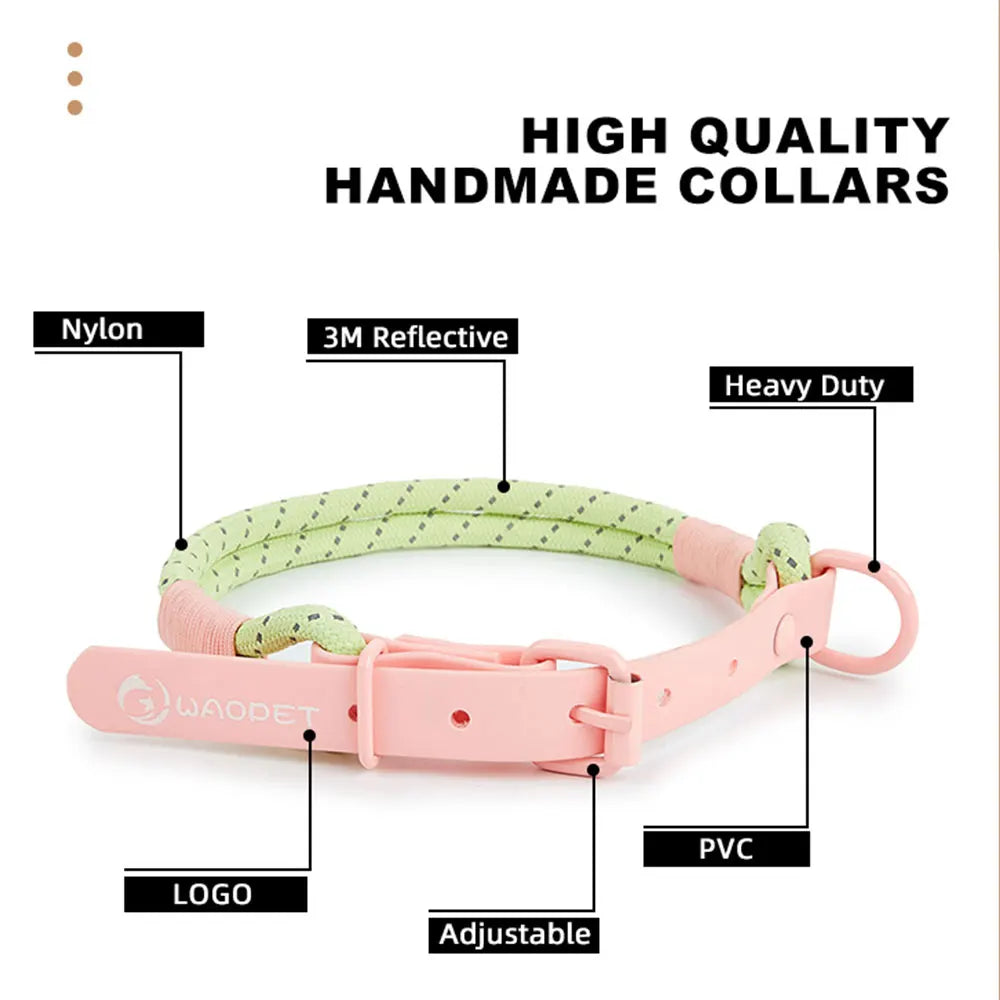 Snyggt och Vattentåligt Hundhalsband i Candy-Stil – Reflekterande och Handgjort