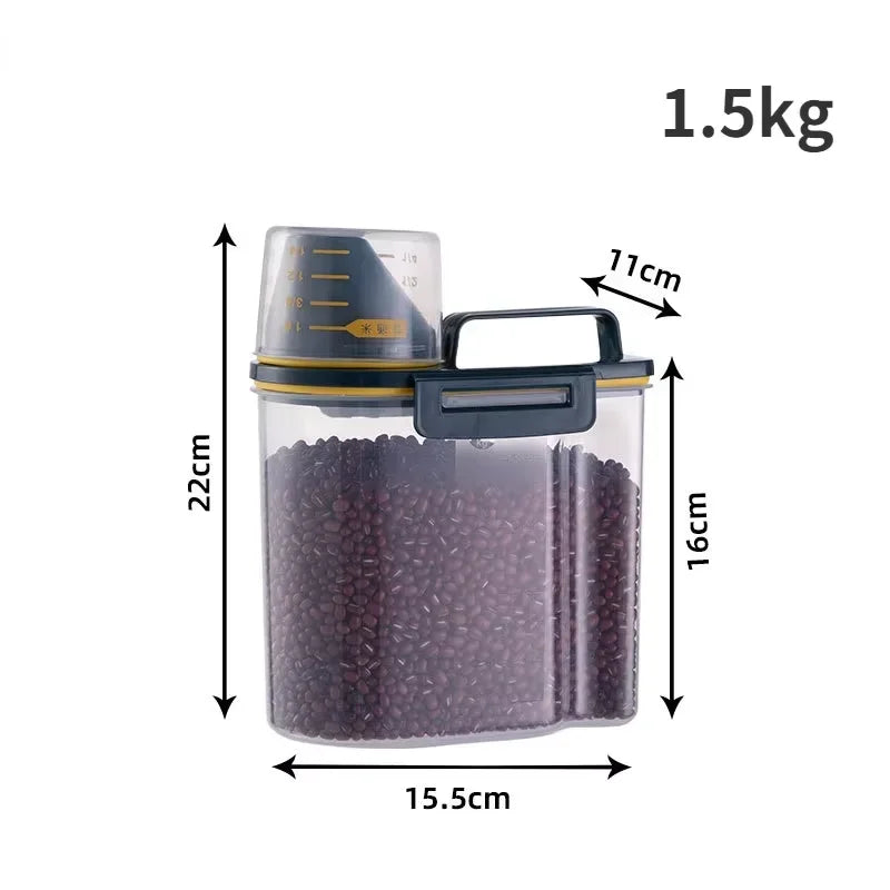 Tätslutande Foderburk för Hund- och Kattmat – 1,5/2 kg Plastbehållare med Måttkopp