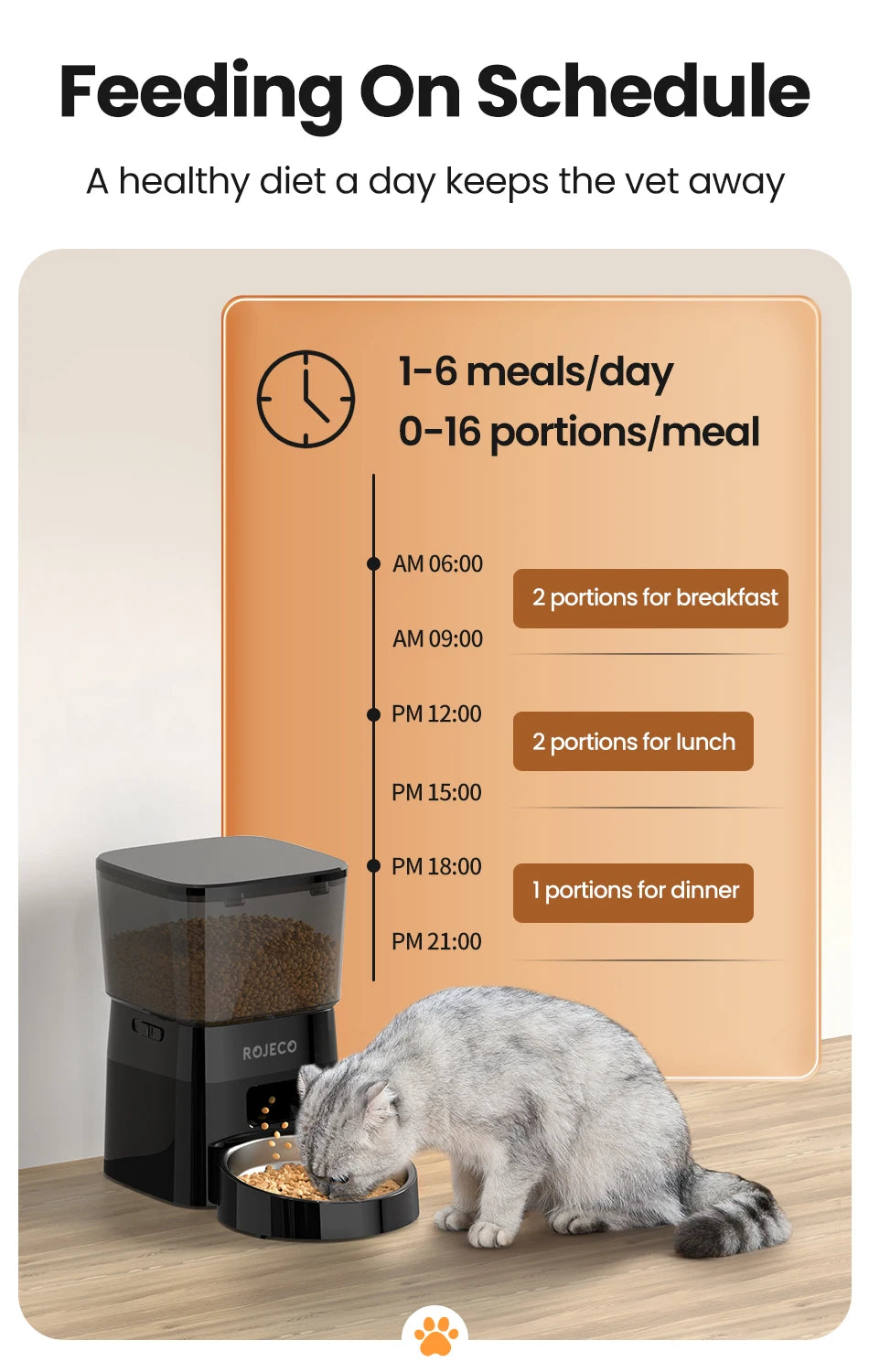 Schemalagd Automatisk Foderautomat med LCD-display – Torrfoderdispenser för Katt & Hund
