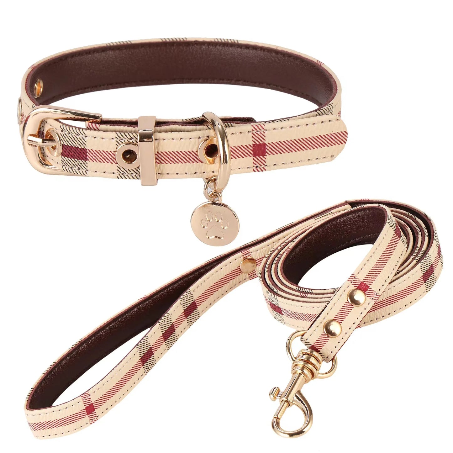 Exklusivt Halsband & Koppel i Vintagestil med Berlock – För Hundar med Stil