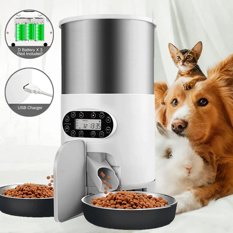 Appstyrd Automatisk Foderautomat för Katt & Hund – 4 Måltider/Dag, Röstinspelning & Sensorstyrd Matning