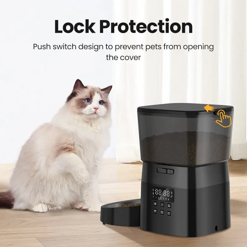 Schemalagd Automatisk Foderautomat med LCD-display – Torrfoderdispenser för Katt & Hund