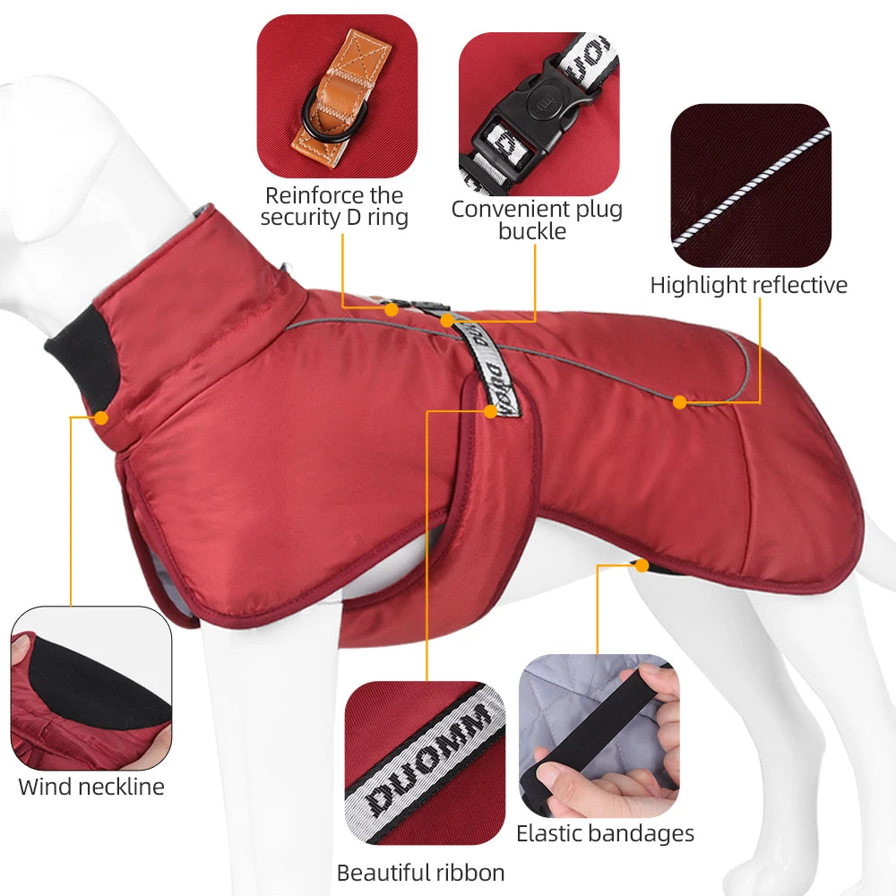 Varmfodrad Hundjacka med Reflex – För Medelstora & Stora Hundar i Kallt Väder