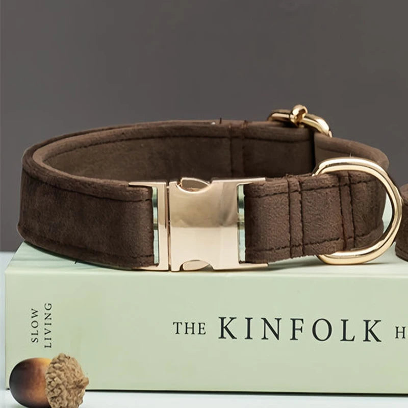 Elegant Sammetshalsband med Matchande Koppel – Stilfullt Set i Mjuka Färger