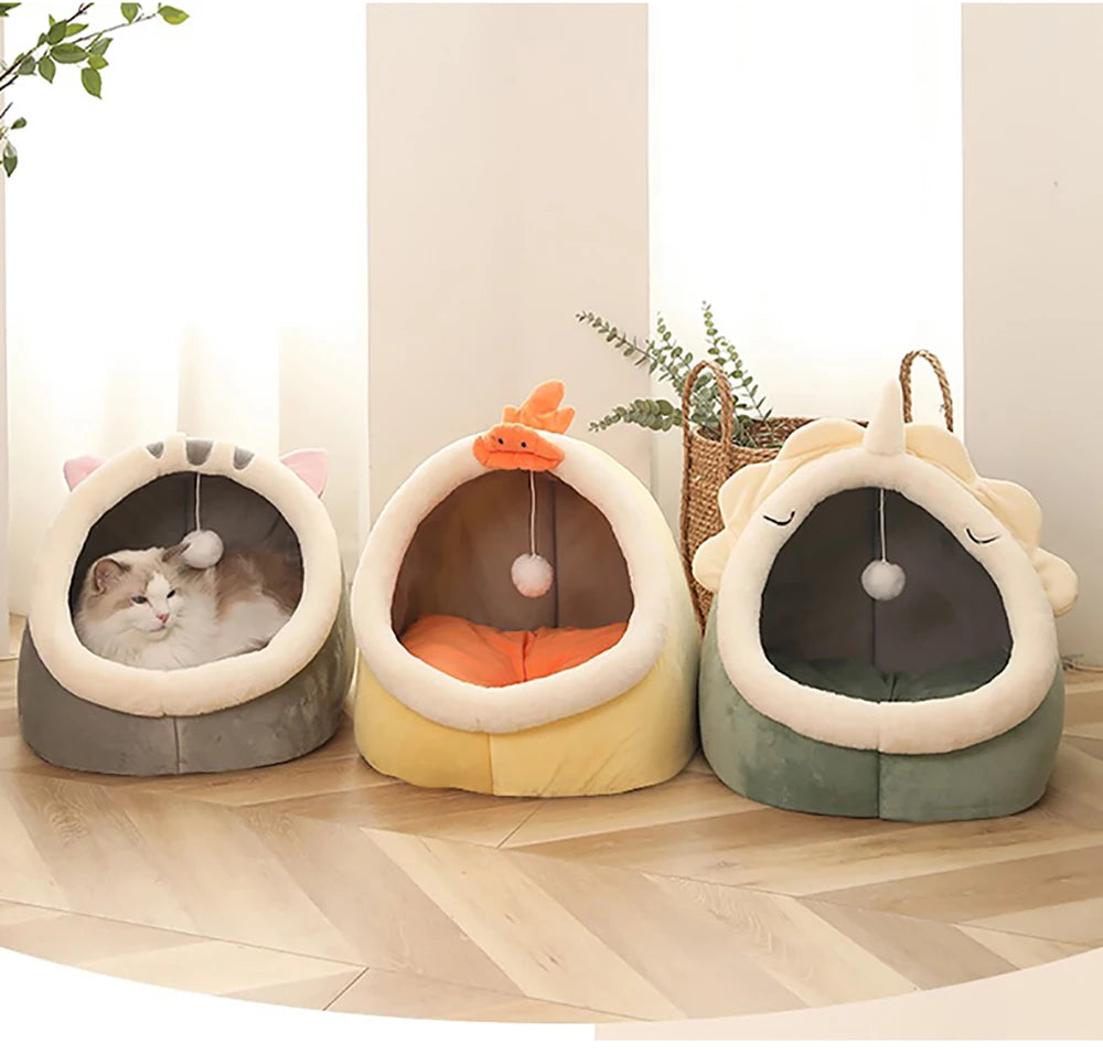 Mjuk och Trygg Kattsäng med Söt Design – Perfekt Sovplats för Din Katt eller Liten Hund