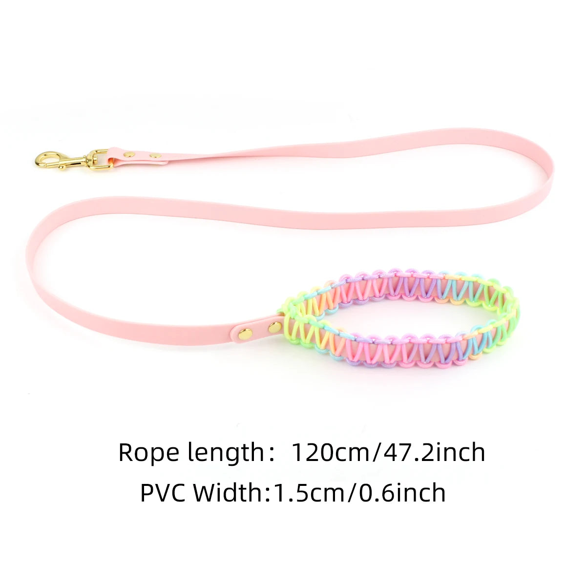 Justerbart Hundhalsband och Koppelset i PVC och Flätad Nylon – Färgglatt och Slitstarkt