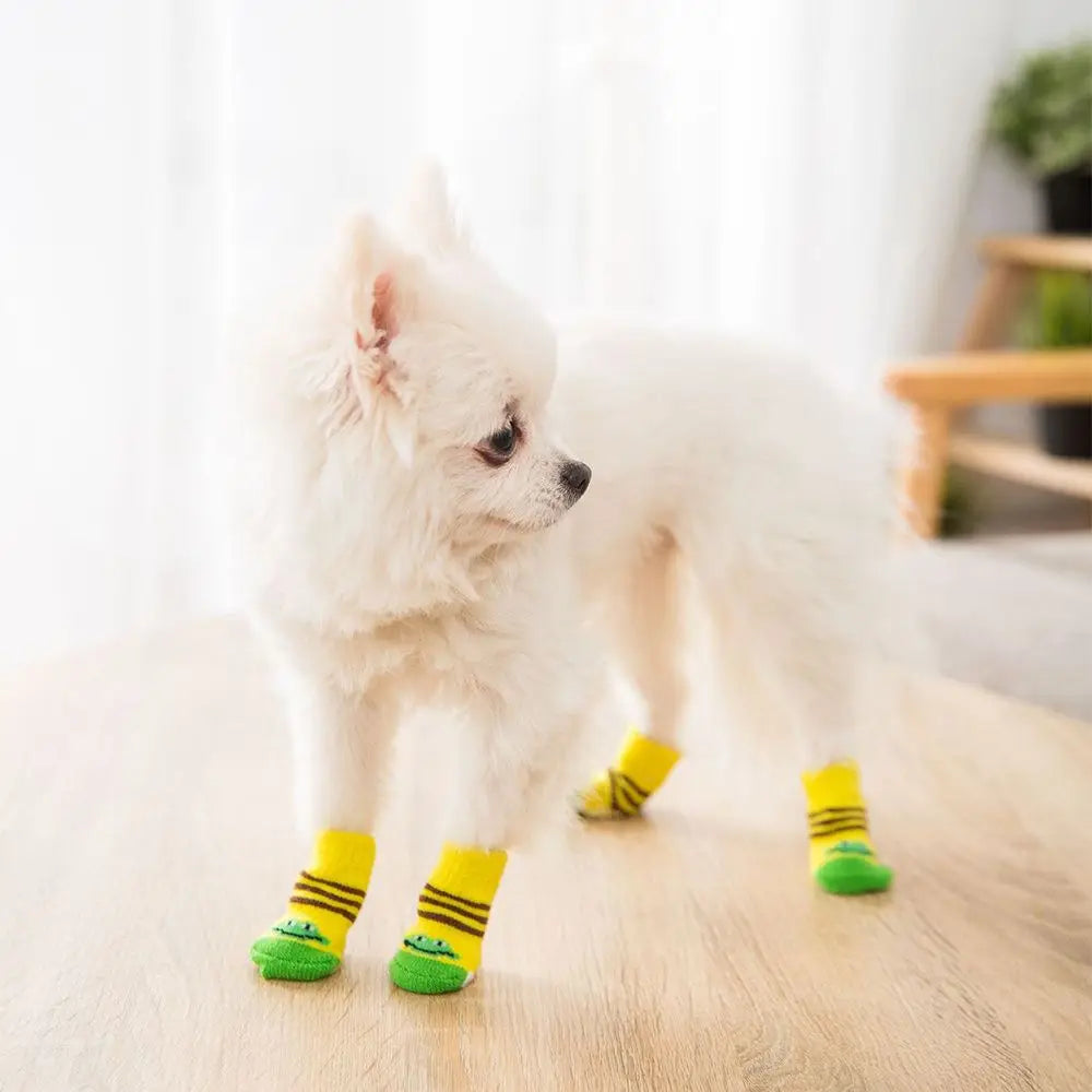 Söta Halkfria Hund- och Kattsockor i Bomullsblandning – 4-pack