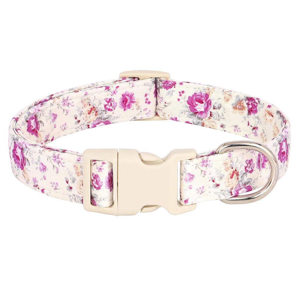 Justerbart Nylonhalsband för Hund – Söt Design med Blommor