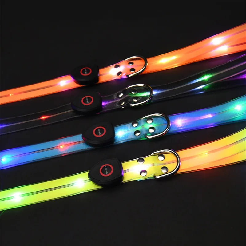 Reflekterande & Blinkande LED-Halsband med Koppel – för Säkra Kvällspromenader