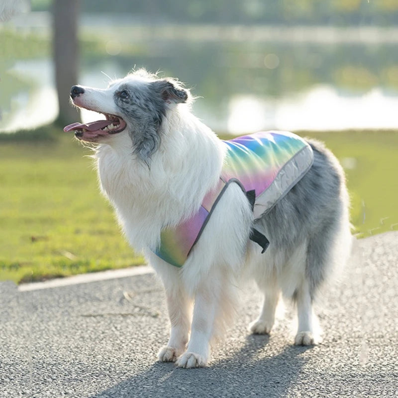 Sommarväst med Snabb Kyla för Hund – Regnbågsfärgad Andningsbar Väst