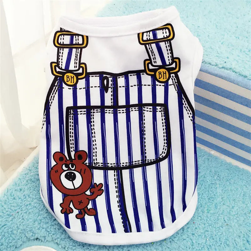 Söt Hundtröja med Tecknat Motiv – Mjuk & Tunn T-shirt för Små Hundar