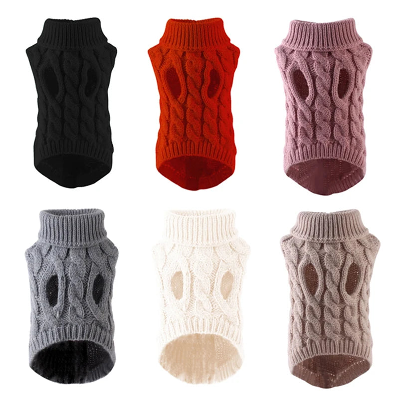 Stickad Vintertröja för Hund & Katt – Mjuk Pullover med Polokrage för Kalla Dagar