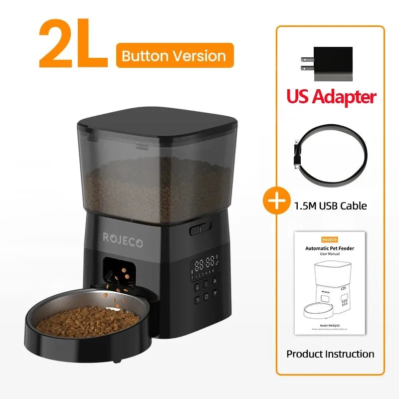 Schemalagd Automatisk Foderautomat med LCD-display – Torrfoderdispenser för Katt & Hund