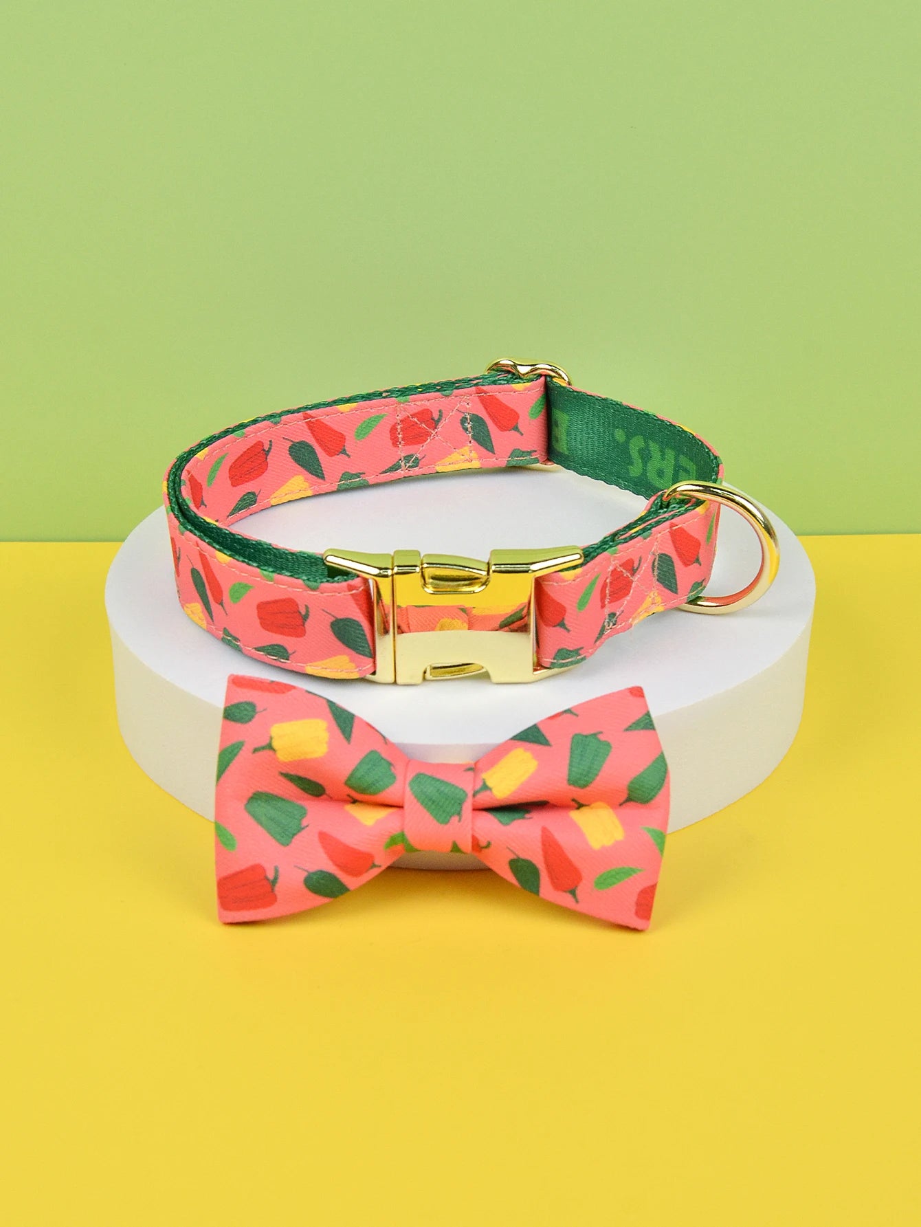 Snyggt och Justerbart Hundhalsband med Rosett – Tryckt Dubbel Design