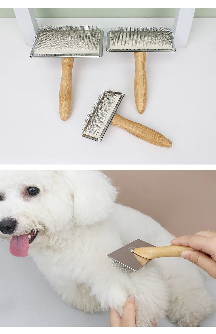 Lyxig Träborste för Hund & Katt – Toveredskap & Massage i Elegant Design