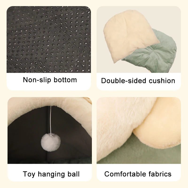 Mjuk och Trygg Kattsäng med Söt Design – Perfekt Sovplats för Din Katt eller Liten Hund