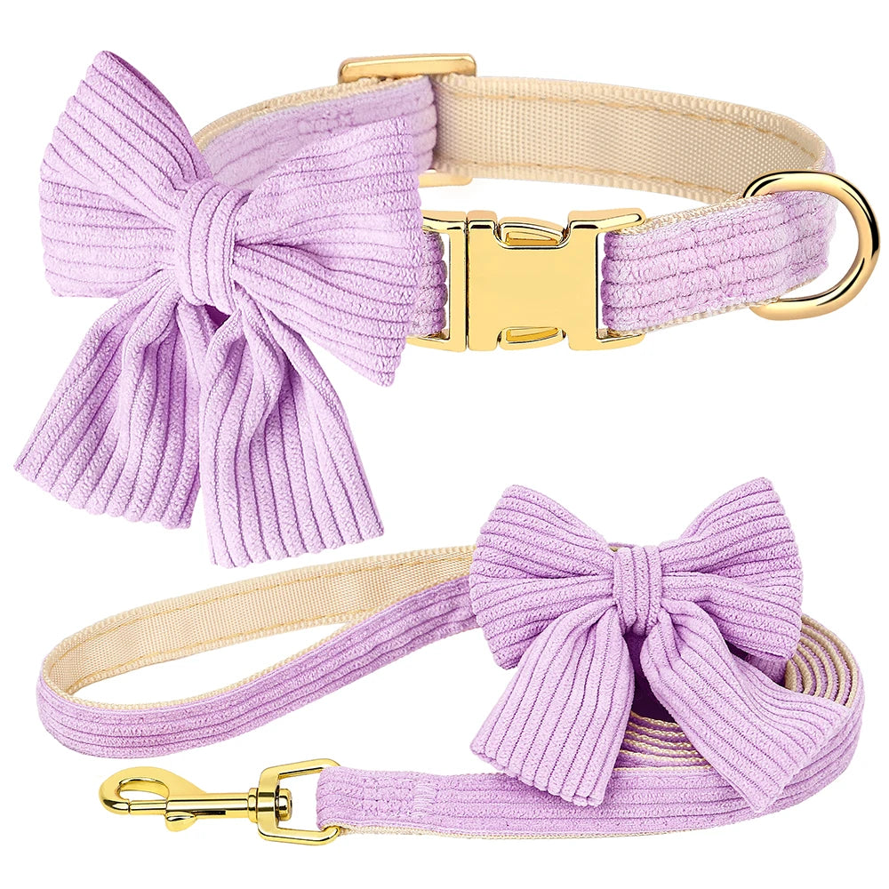 Sött Halsband och Koppelset i Sammet för Små till Medelstora Hundar