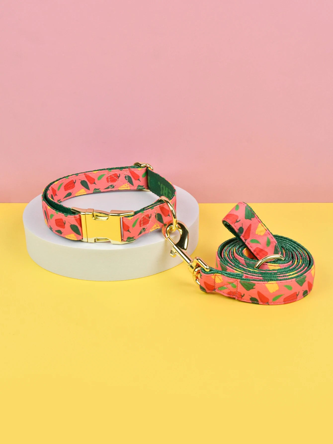 Lyxigt, Färgstarkt Halsband och Koppelset för Små till Stora Hundar – Justerbart, Snabbt att ta På