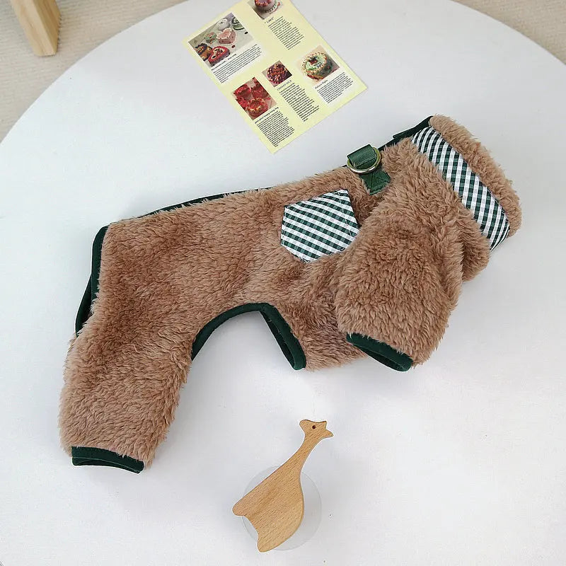 Mysig Flanelloverall för Hund & Katt – Varm Pyjamas för Kalla Dagar