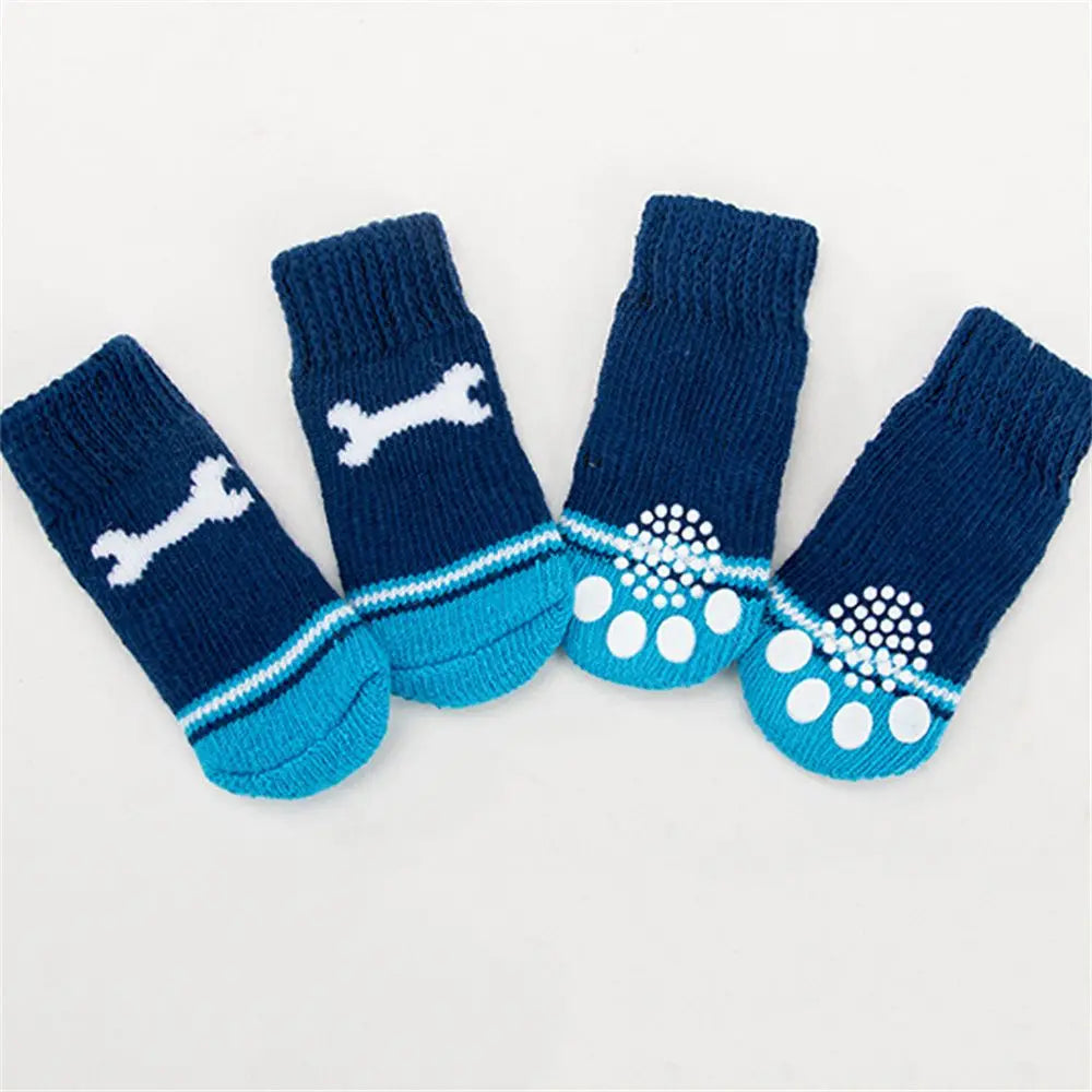 Söta Halkfria Hund- och Kattsockor i Bomullsblandning – 4-pack