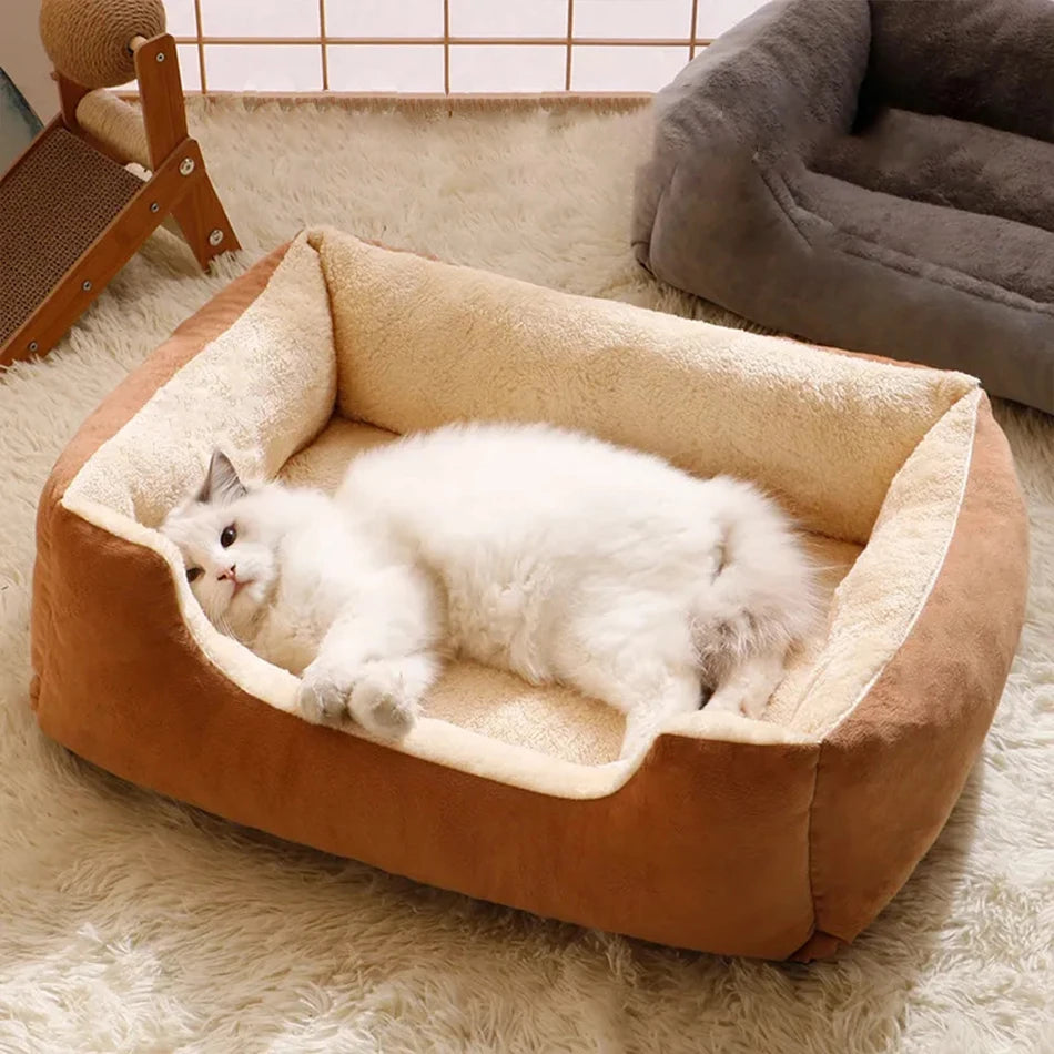Andningsbar Kattsäng i Plysch – Mysig Sovplats för Katter och Små Hundar