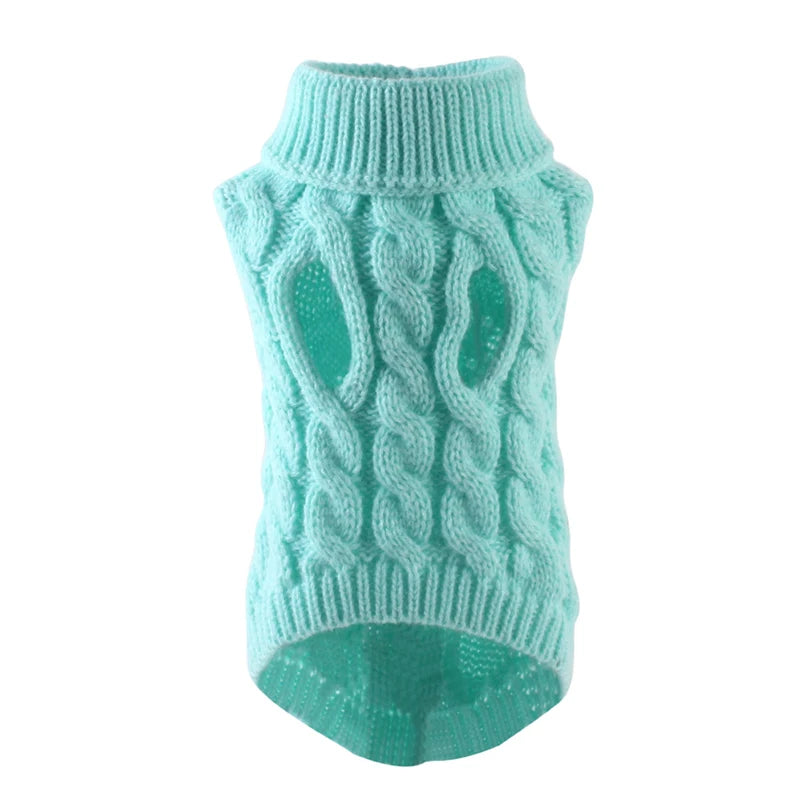 Stickad Vintertröja för Hund & Katt – Mjuk Pullover med Polokrage för Kalla Dagar